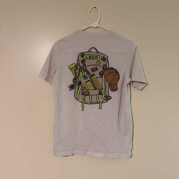 Adidas White Short Sleeve T-Shirt with Basketball Graphic - Kids Size L - Picture 1 of 5